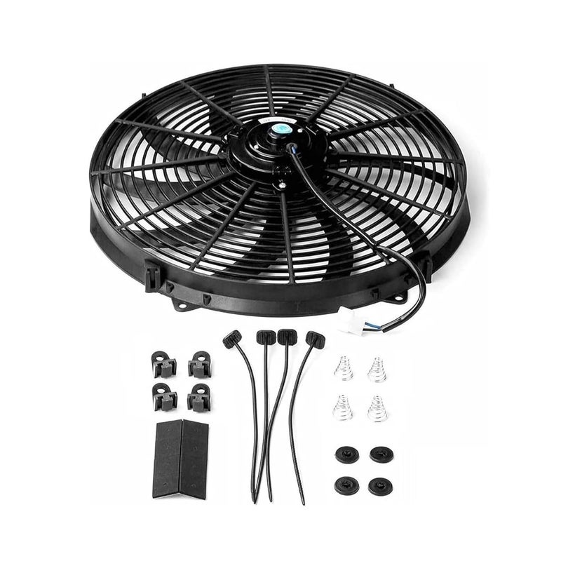 SEBLAFF 16 in Electric Radiator Cooling Fan Assembly Kit 10 S Blades Reversible Push or Pull 3000 CFM 12V Black - Image 1